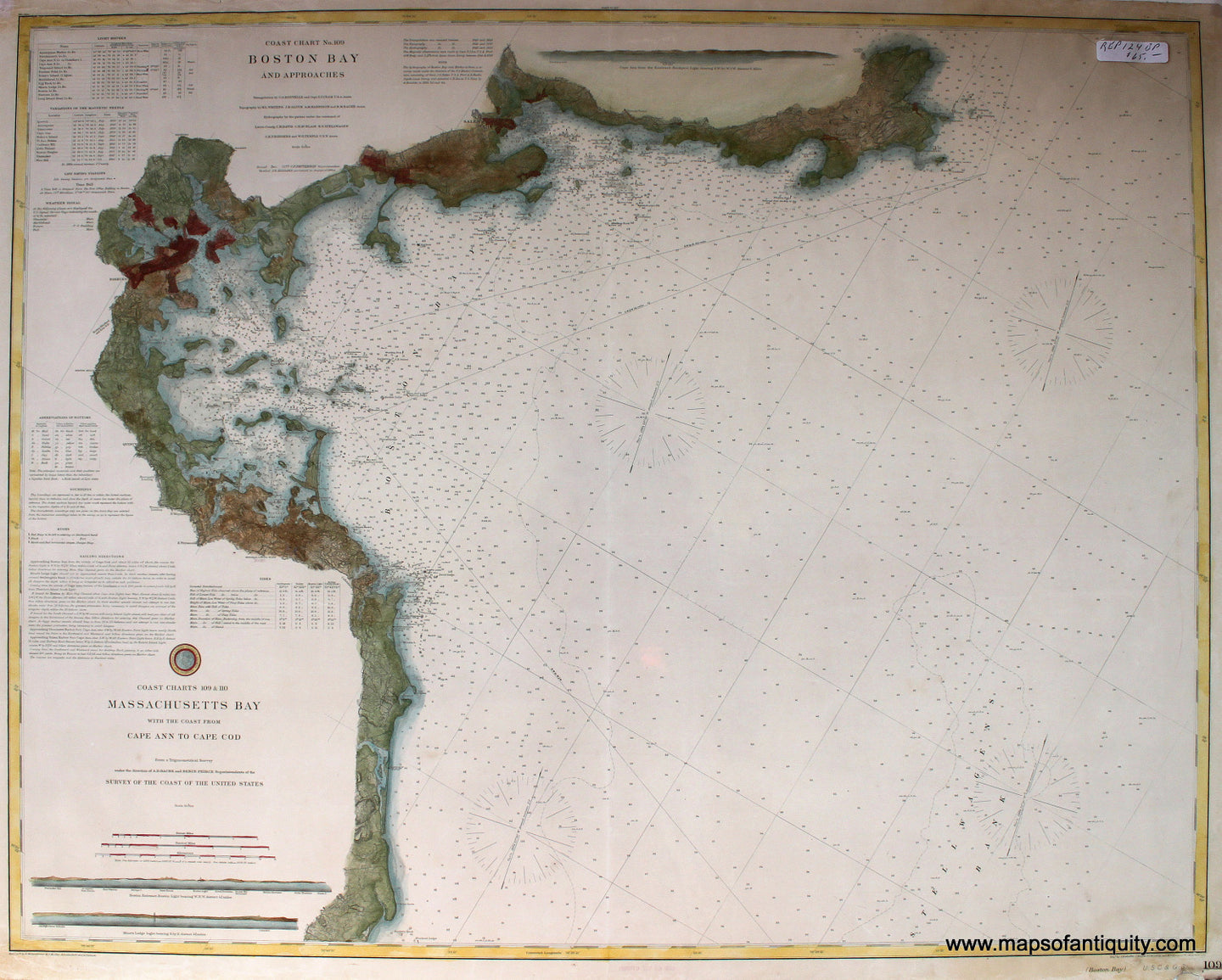 Reproduction-Coast-Chart-No.-109-Boston-Bay--and-Approaches---Reproduction-Reproduction-Other-Reproductions-Reproduction--Maps-Of-Antiquity