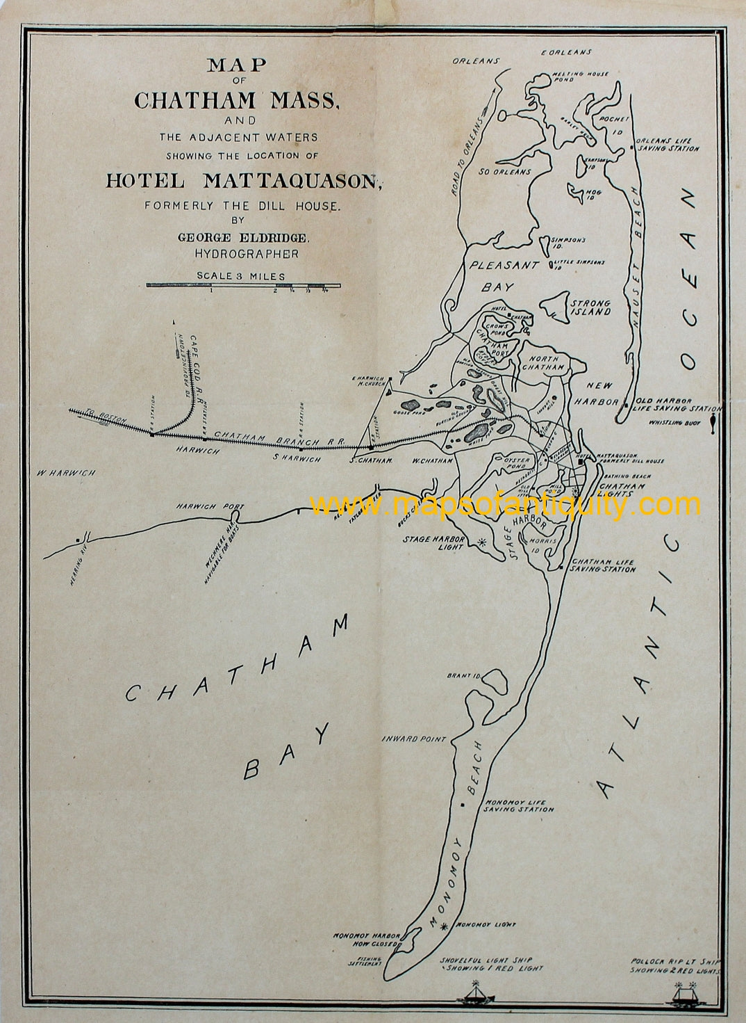 Reproduction-Map-of-Chatham-Mass.-and-the-Adjacent-Waters-Showing-the-Location-of-Hotel-Mattaquason-Formerly-the-Dill-House.---Reproduction-Reproductions-Cape-Cod-Chatham-Reproduction--Maps-Of-Antiquity