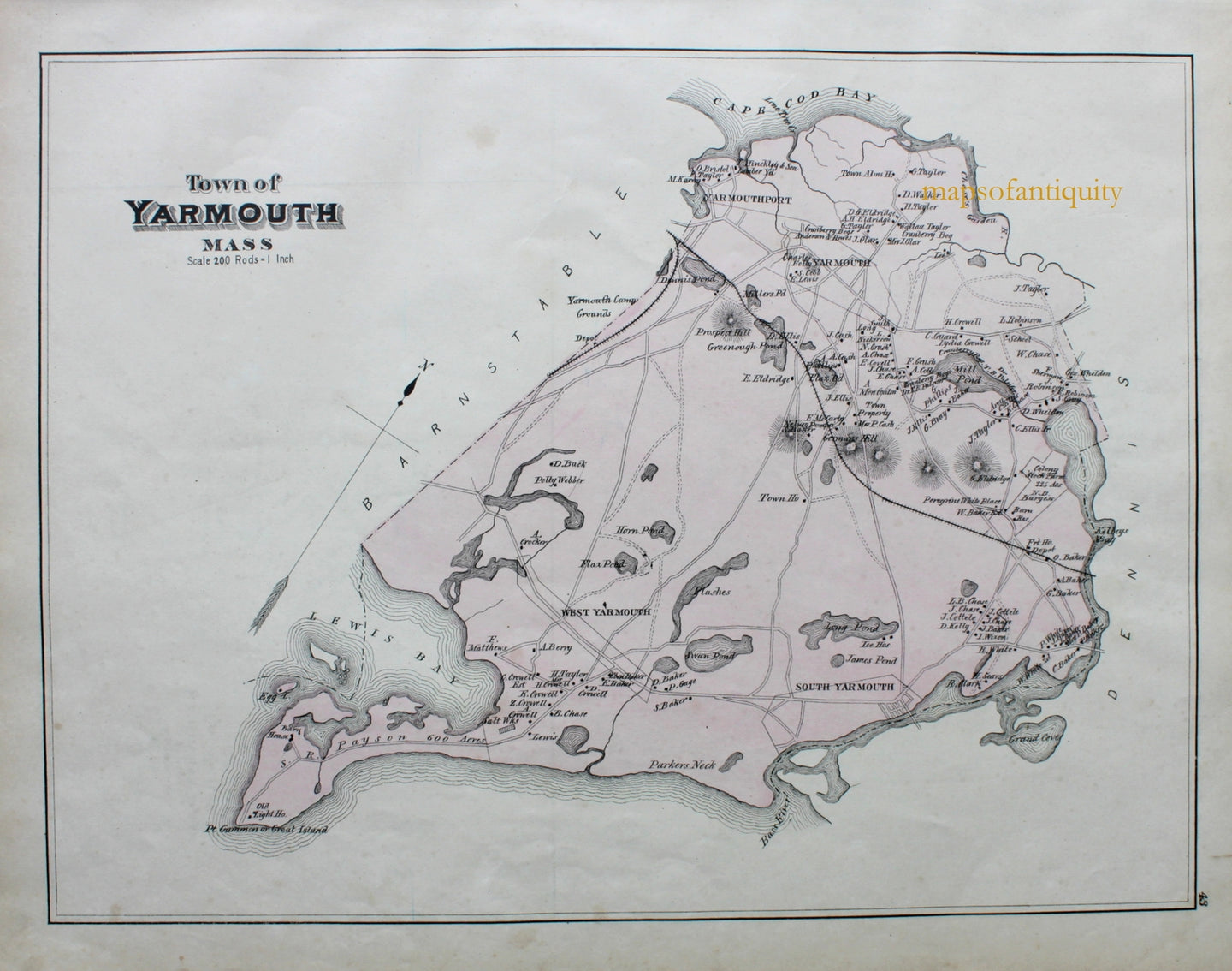 Reproduction-Town-of-Yarmouth-p.-43-Town-and-Village-Maps-Atlas-of-Barnstable-County-Walker-1880.---Reproduction---Reproductions-Cape-Cod-and-Islands-Reproduction--Maps-Of-Antiquity