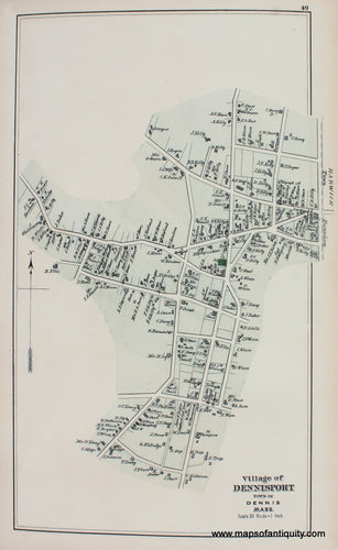Reproduction-Map-Village-of-Dennis-Dennisport-pp.-48-49-Town-and-Village-Maps-Atlas-of-Barnstable-County-Walker-1880.