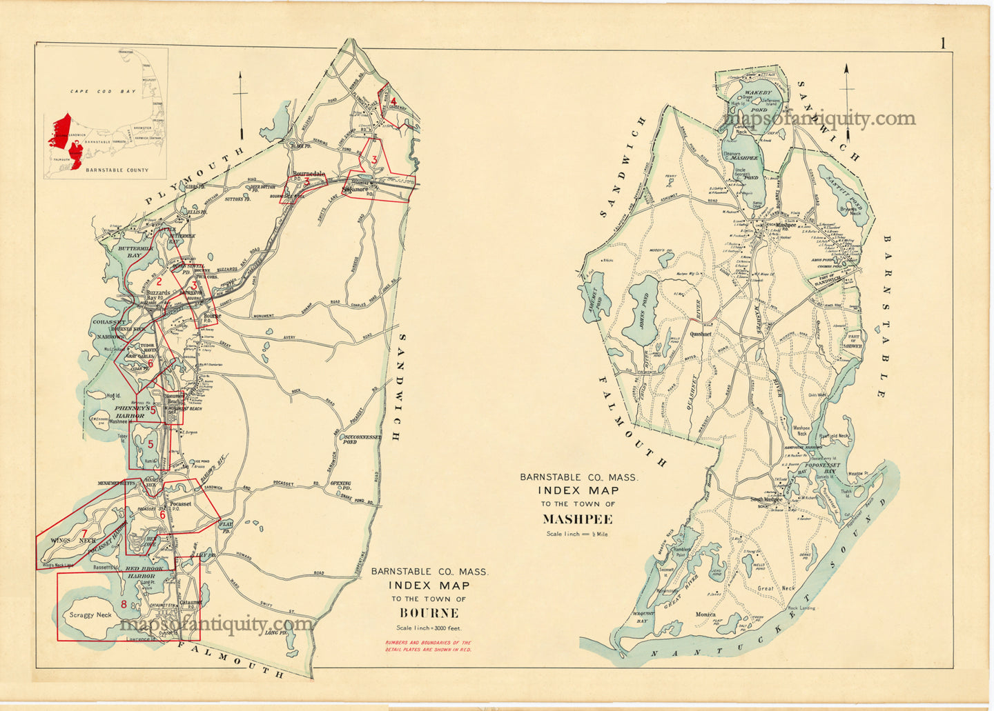 Reproduction-Town-of-Mashpee-p.-1---Town-and-Village-Maps-Atlas-of-Barnstable-County-Walker-1906.----Reproduction---Reproductions-Cape-Cod-and-Islands-Reproduction--Maps-Of-Antiquity