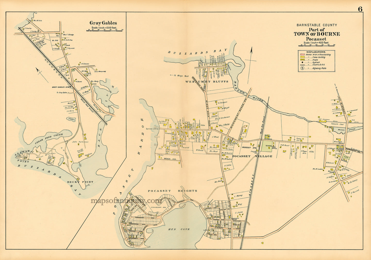 Reproduction-Map-Walker-1906.-Town-of-Bourne-Pocasset-Gray-Gables