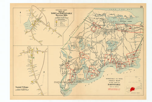 Reproduction-Index-Map-Town-of-Barnstable-Santuit-Village-Marstons-Mills.-P.-21.---Town-and-Village-Maps-Atlas-of-Barnstable-County-Walker-1906.----Reproduction---Reproductions-Cape-Cod-and-Islands-Reproduction--Maps-Of-Antiquity