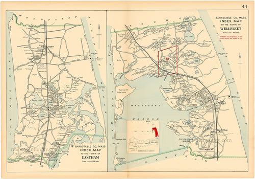 Reproduction-Index-Map-of-the-Town-of-Eastham-Index-Map-of-the-Town-of-Wellfleet-p.-44.----Town-and-Village-Maps-Atlas-of-Barnstable-County-Walker-1906.----Reproduction---Reproductions-Cape-Cod-and-Islands-Reproduction--Maps-Of-Antiquity