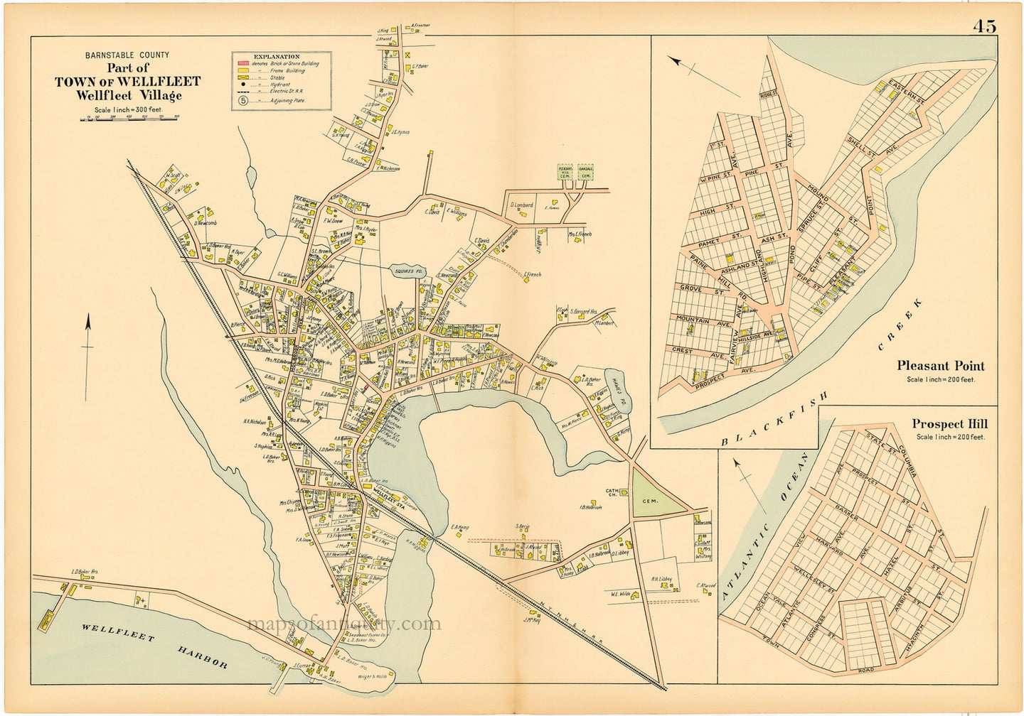 Reproduction-Map-Walker-1906.-Wellfleet-Village-Pleasant-Point-Prospect-Hill-p.-45.