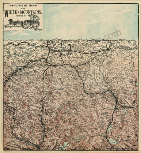 Reproduction-Bird's-Eye-Map-of-the-White-Mountains-reached-by-Boston-and-Maine---Reproduction---Reproductions-Northeast-Reproduction--Maps-Of-Antiquity