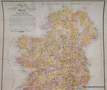 Load image into Gallery viewer, Reproduction print of an antique map of Ireland showing the five kingdoms of the pentarchy with family names throughout. Topographical and Historical Map of Ancient Ireland
