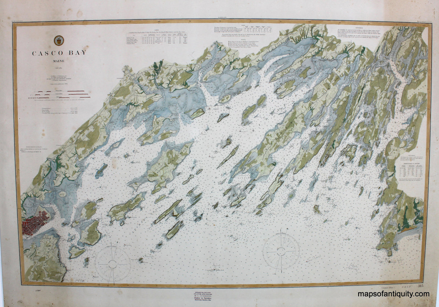 Antique-Map-Casco-Bay-Reproduction-U.S.-Navy-Hydrographic-Office-Reproduction-Maps-Of-Antiquity