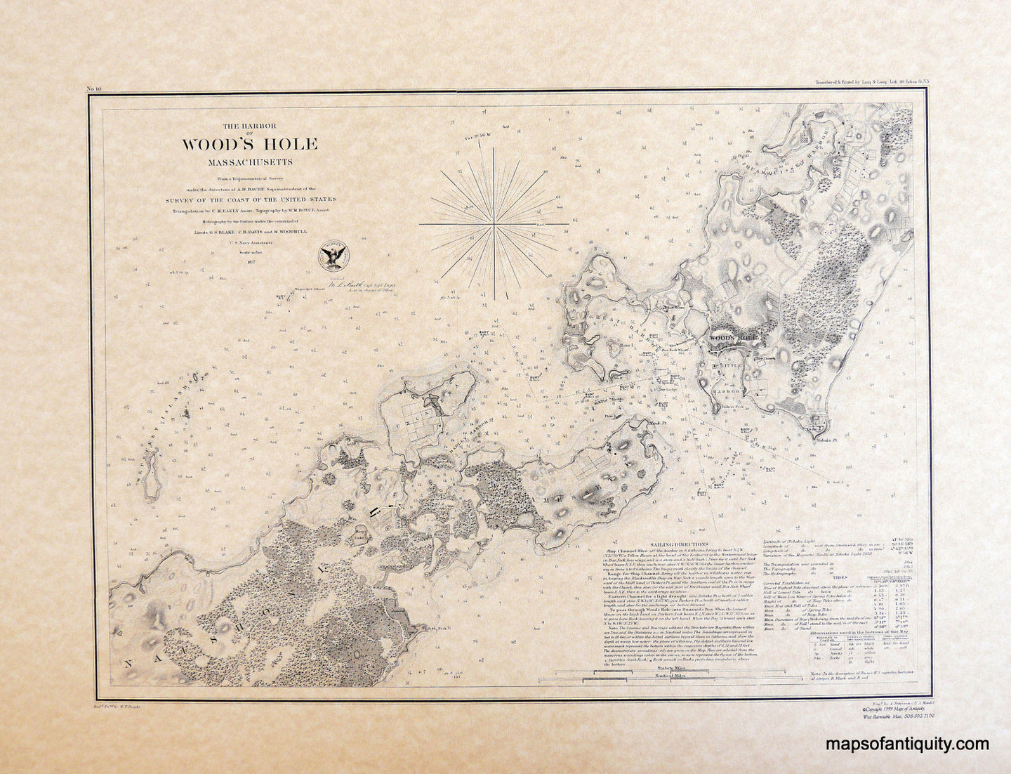 Reproduction-The-Harbor-of-Woods-Hole-Massachusetts.---Reproduction---Reproduction-Coastal-Cape-Cod--U.-S.-Coast-and-Geodetic-Survey--Maps-Of-Antiquity