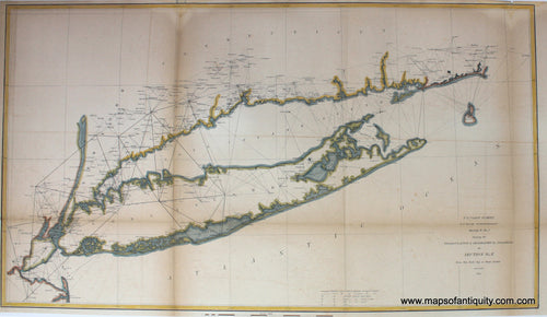 Hand-Colored-Reproduction-Long-Island-Triangulation-Chart---Reproduction---Reproductions---Reproduction-Maps-Of-Antiquity