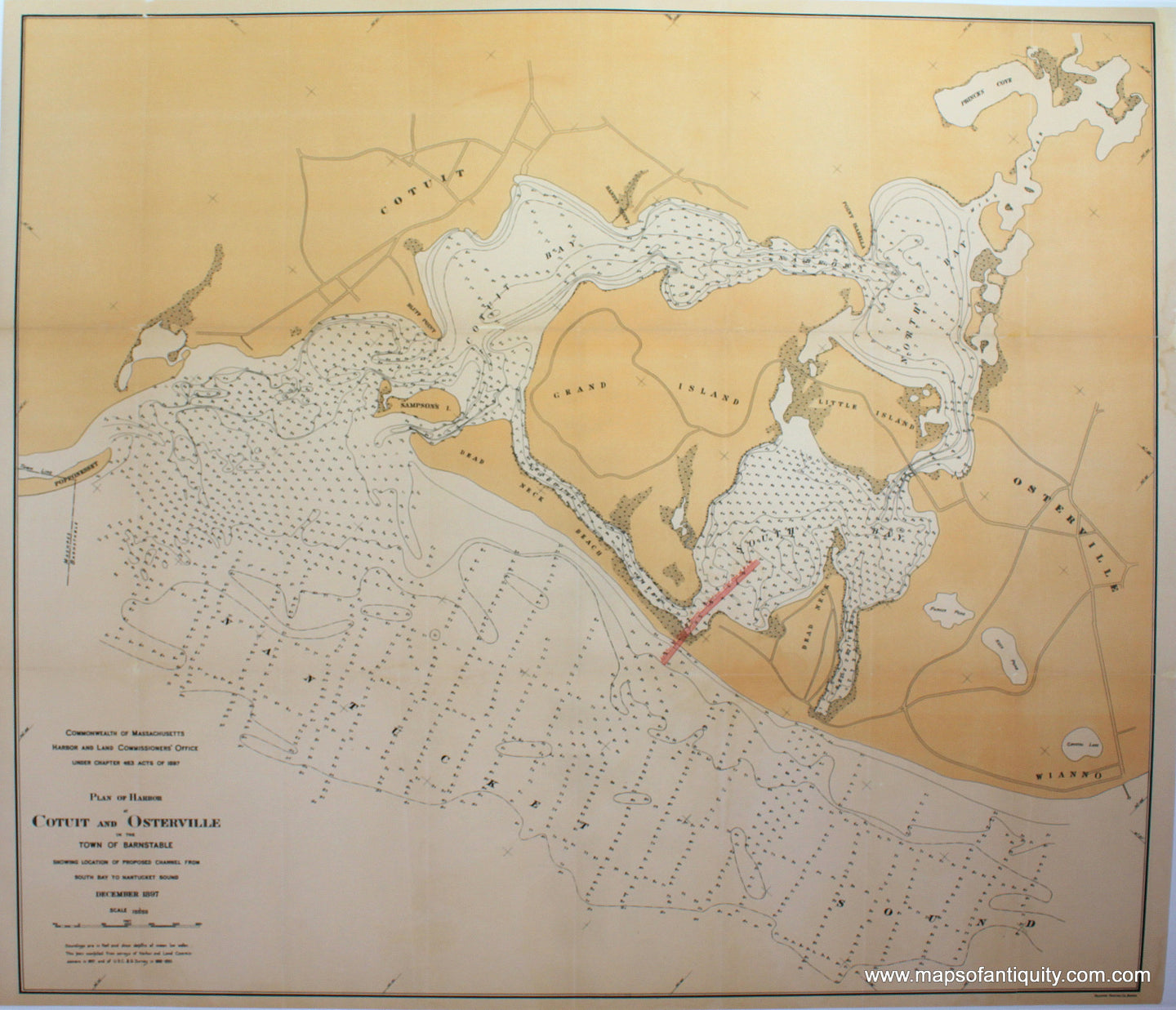 Reproduction-Cotuit-Osterville-Oyster-Harbors-1897-map-chart