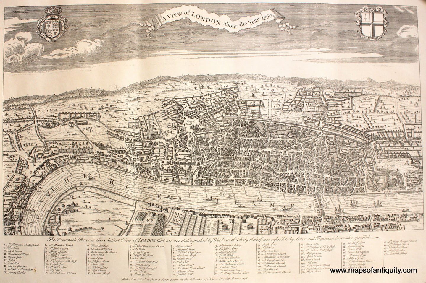 High-quality-Reproduction-A-View-of-London-about-1560---Reproduction-Reproductions---Reproduction-Maps-Of-Antiquity