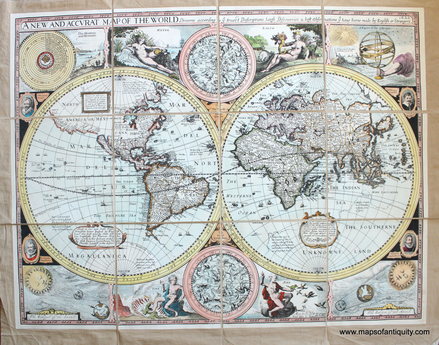 High-quality-Reproduction-A-New-and-Accurat-Map-of-the-World-Drawne-according-to-ye-truest-Descriptions-latest-Discoveries-&-best-Observations-yt-have-beene-made-by-English-or-Strangers-1626---Reproduction-Reproductions---Reproduction-Maps-Of-Antiquity