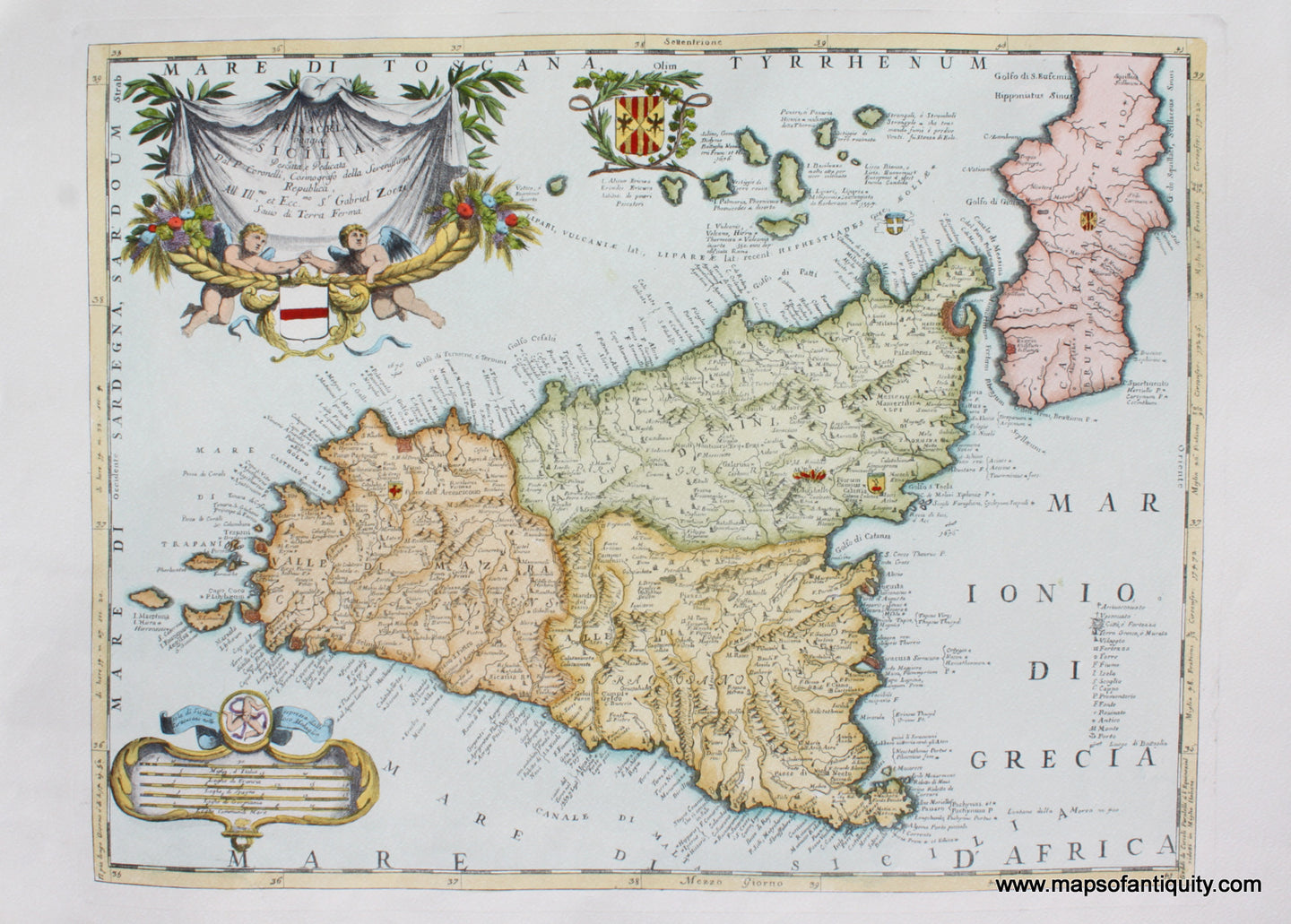 Digitally-Engraved-Specialty-Reproduction-Trinacria-hoggidi-Sicilia-(Reproduction)-**********-Reproductions---Reproduction-Maps-Of-Antiquity