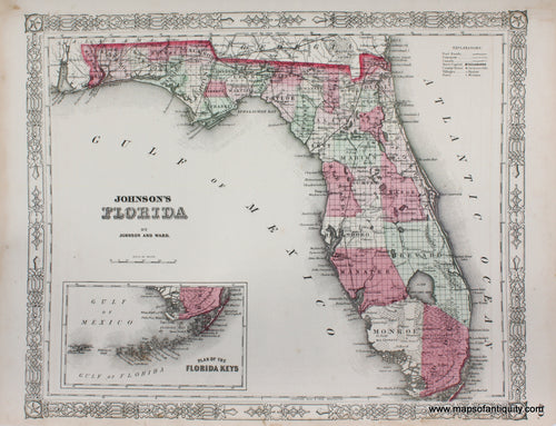 Reproduction-Antique-Map-Florida-Johnson-1864