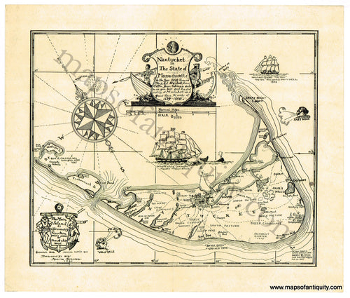 High-Quality-Reproduction-Nantucket-in-The-State-of-Massachusetts-in-the-Year-1659-(Reproduction-small-uncolored)-Reproductions-Nantucket-Reproduction--Reproduction-Maps-Of-Antiquity