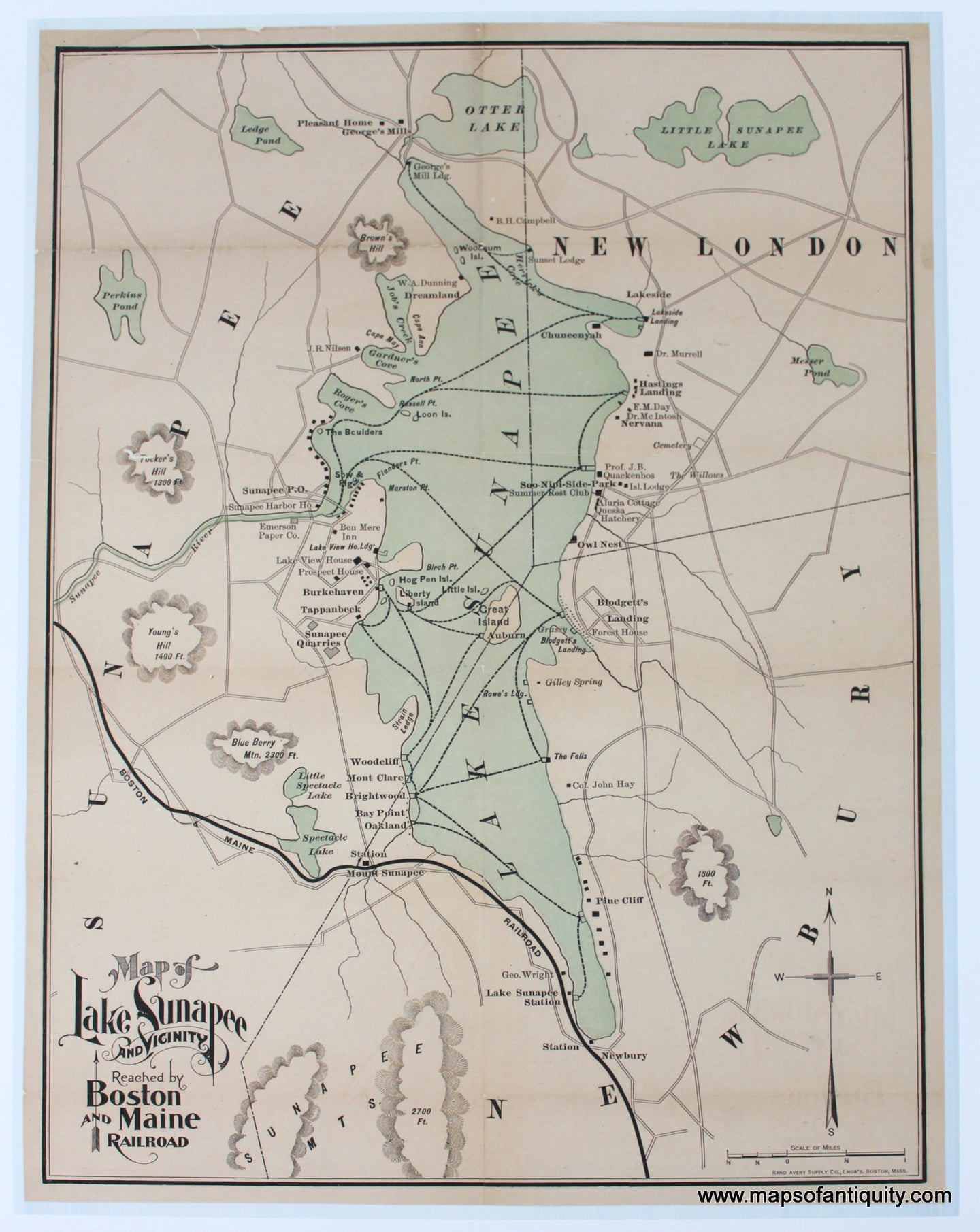 Reproduction-Antique-Print-Lake-Sunapee-New-Hampshire