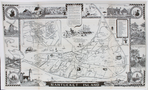 Antique-Map-Reproduction-1930s-Tourist-Map-Nantucket-Island-Pictorial-Reproductions-Print-Prints