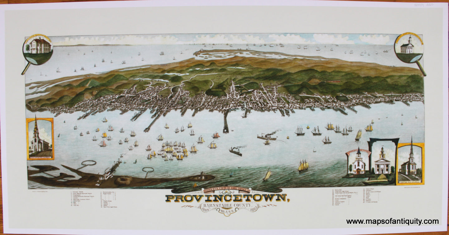 Print-Prints-Reproduction-Reproductions-Antique-Map-Bird's-Eye-View-of-the-town-of-Provincetown-Barnstable-County-Mass.-1882-Maps-of-Antiquity