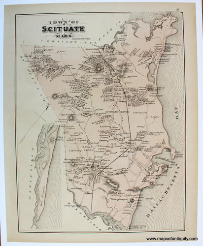 Reproduction-Reproductions-of-Antique-Map-Town-of-Scituate-Mass.-Massachusetts-Town-Towns-Maps-of-Antiquity