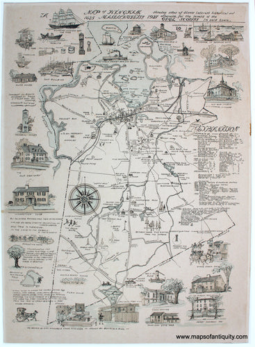 Reproduction-Reproductions-of-Antique-Map-of-Hingham-1635-1927-showing-sites-of-divers-interest-historical-and-otherwise-for-the-benefit-of-the-Girl-Scouts-in-said-town-Massachusetts-Town-Towns-Maps-of-Antiquity