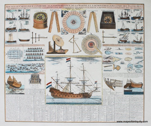 Digitally-Engraved-Specialty-Reproduction-Reproductions-Antique-Nouvelle-Carte-Pour-Conduire-A-La-Connoissance-de-la-Marine-et-a-Demontrer-la-Plus-Part-de-Instrumens-Nautical-Maritime-Instruments-French-Navy-Ships-Ship-Maps-of-Antiquity