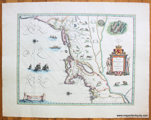 Antique-Map-Nova-Belgica-et-Anglia-Nova-New-England-New-York-Northeast-United-States-Reproduction-Reproductions-Blaeu-1636-Maps-of-Antiquity