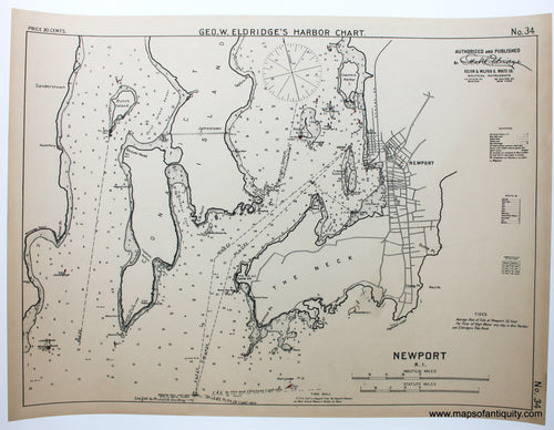 Reproduction-Reproductions-Antique-Map-Nautical-Chart-George-Eldridge-Newport-R.I.-Rhode-Island-Charts-Maps-of-Antiquity