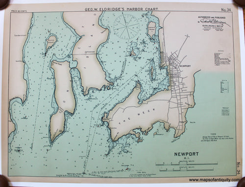 Reproduction-Reproductions-Antique-Map-Nautical-Chart-George-Eldridge-Newport-R.I.-Rhode-Island-Charts-Maps-of-Antiquity