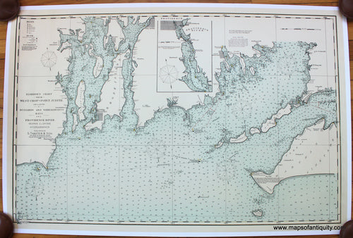 Reproduction-Reproductions-Antique-Massachusetts-Rhode-Island-Map-Nautical-Chart-George-Eldridge-Charts-Maritime-Maps-of-Antiquity-Eldridge's-Chart-from-West-Chop-to-Point-Judith-Including-Buzzards-and-Narragansett-Bays-and-Providence-River