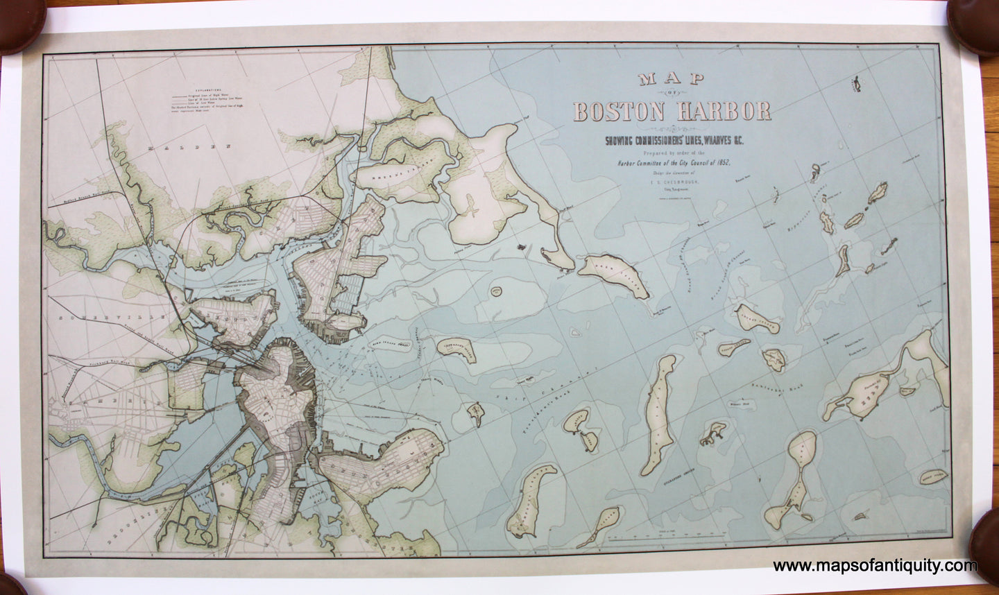 Reproduction-Map-of-Boston-Harbor-Showing-Commisssioners'-Lines-Wharves-&C.-Reproductions-1852-Harbor-Committee-of-the-City-Council-Boston-1800s-19th-century-Maps-of-Antiquity
