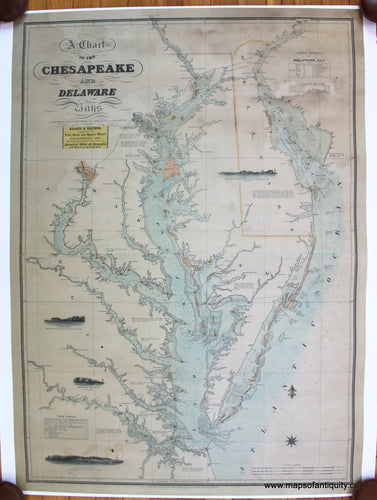 Reproduction-A-Chart-of-the-Chesapeake-and-Delaware-Bays-Reproductions-Southern-US-Mid-Atlantic-US-&-Caribbean-1800s-19th-century-Maps-of-Antiquity
