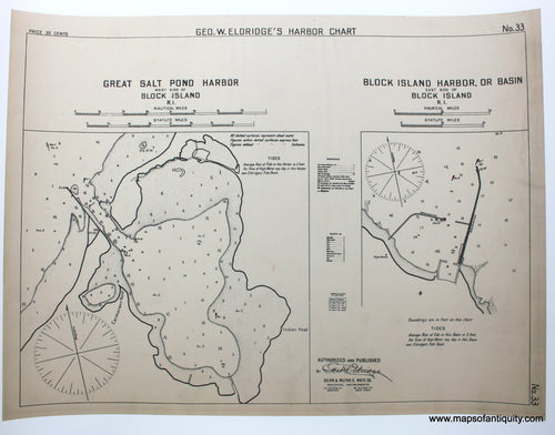 Reproduction-Reproductions-Eldridge-Great-Salt-Pond-Harbor-Block-Island-Basin-Rhode-Island-Nautical-Chart-Charts-Antique-Map-Maps-of-Antiquity