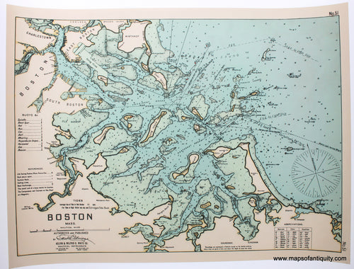 Reproduction-Reproductions-Eldridge-Boston-Mass.-Blue-Water-Massachusetts-City-Harbor-Harbors-Nautical-Chart-Charts-Antique-Map-Maps-of-Antiquity