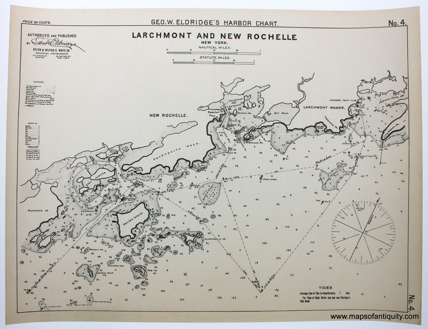 Reproduction-Reproductions-Larchmont-and-New-Rochelle-New-York-Harbor-Harbors-Nautical-Chart-Charts-Antique-Map-Maps-of-Antiquity