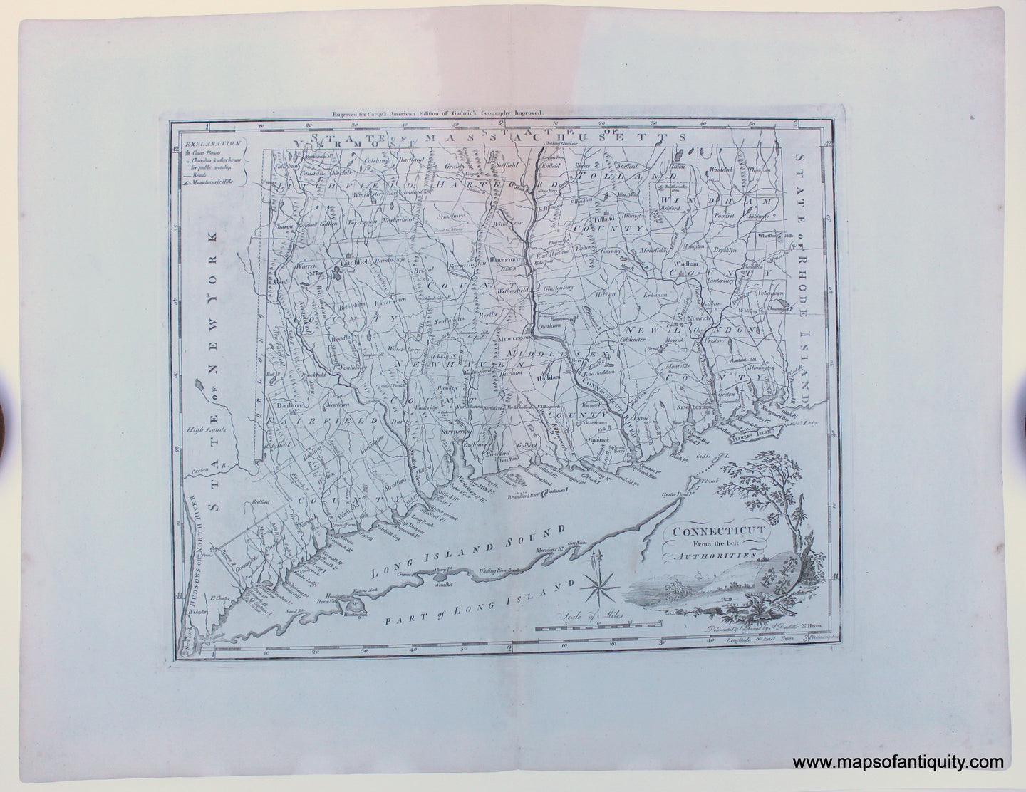 Reproductions-Connecticut-From-the-Best-Authorities-Reproduction-Carey-New-England-&-Northeast-General-&-Towns-1800s-19th-century-Maps-of-Antiquity