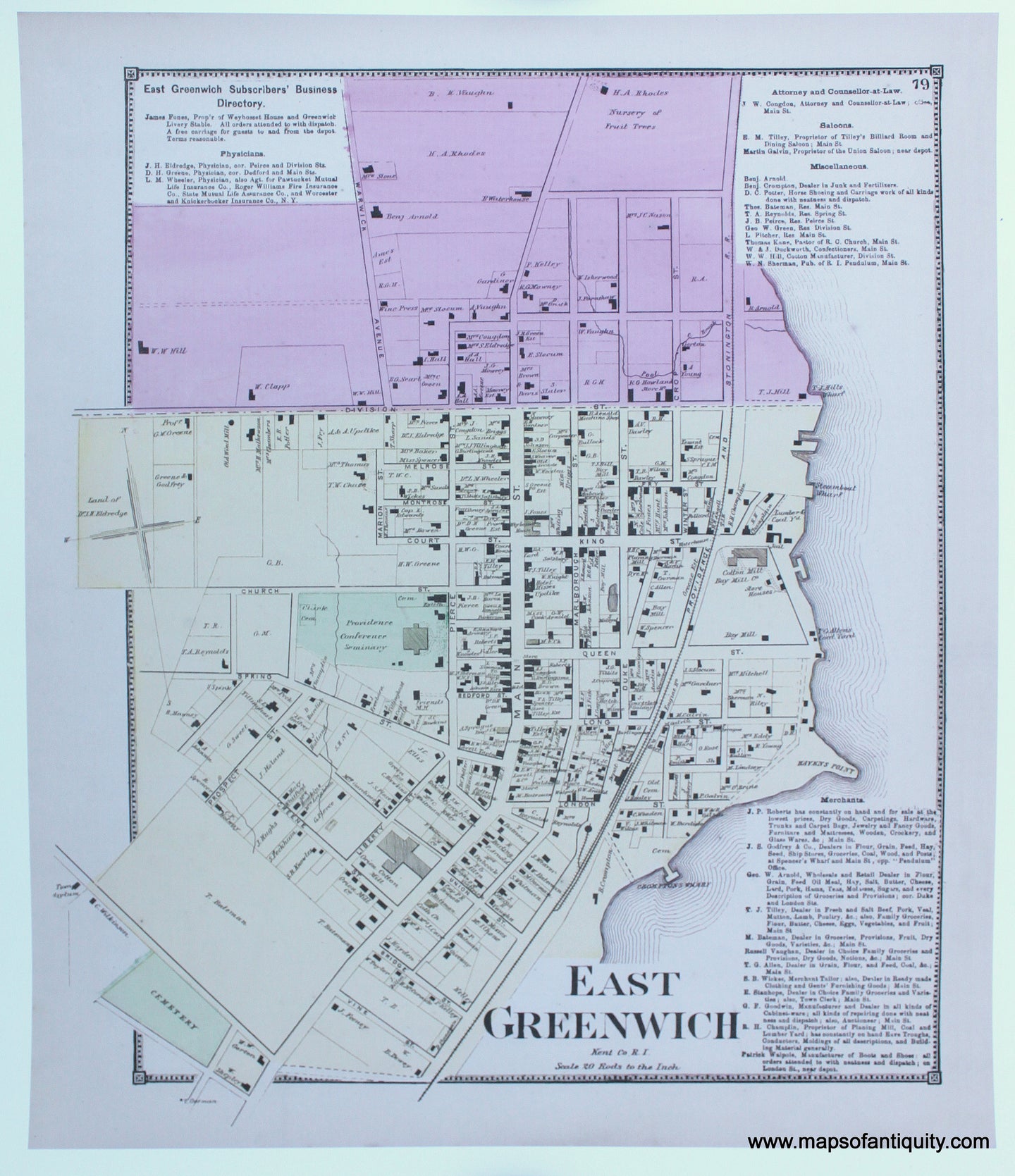 Reproductions-East-Greenwich-Rhode-Island-Reproduction-1870-Beers-New-England-&-Northeast-General-&-Towns-1800s-19th-century-Maps-of-Antiquity