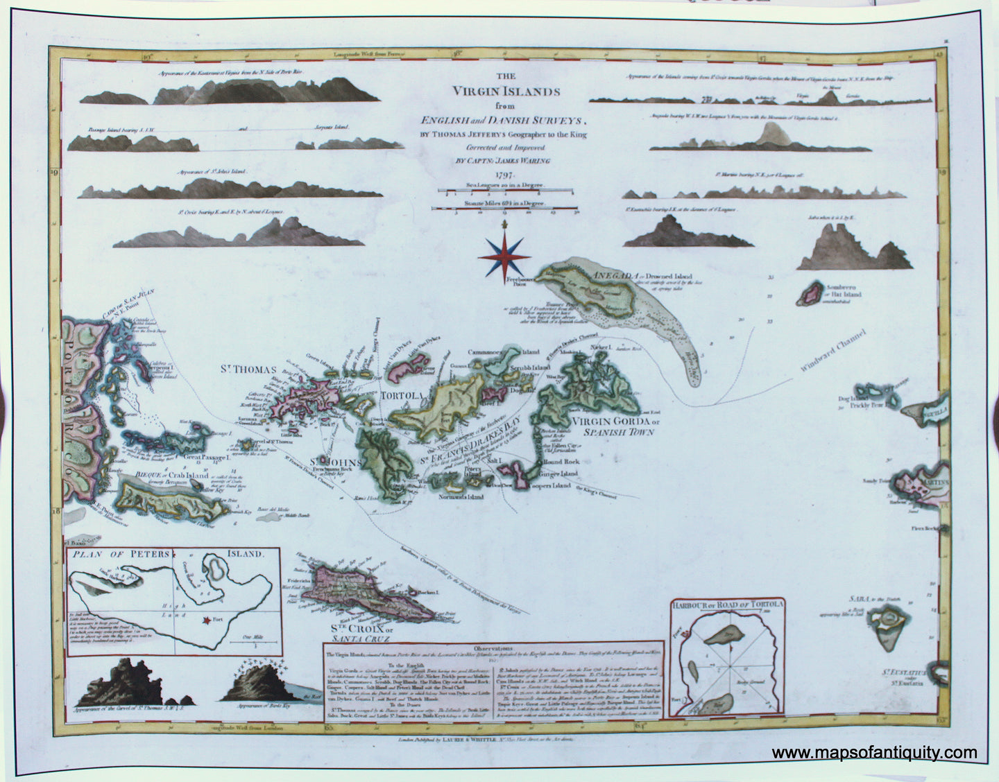 Reproductions-The-Virgin-Islands-from-English-and-Danish-Surveys-Reproduction-1797-Laurie-&-Whittle-Southern-US-Mid-Atlantic-US-&-Caribbean-1800s-19th-century-Maps-of-Antiquity