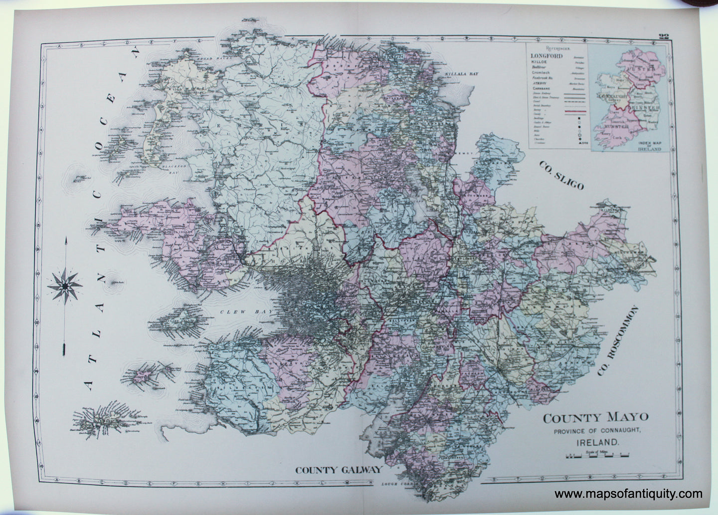 Reproductions-County-Mayo-Province-of-Connaught-Ireland-Reproduction-Richards-Europe-1800s-19th-century-Maps-of-Antiquity