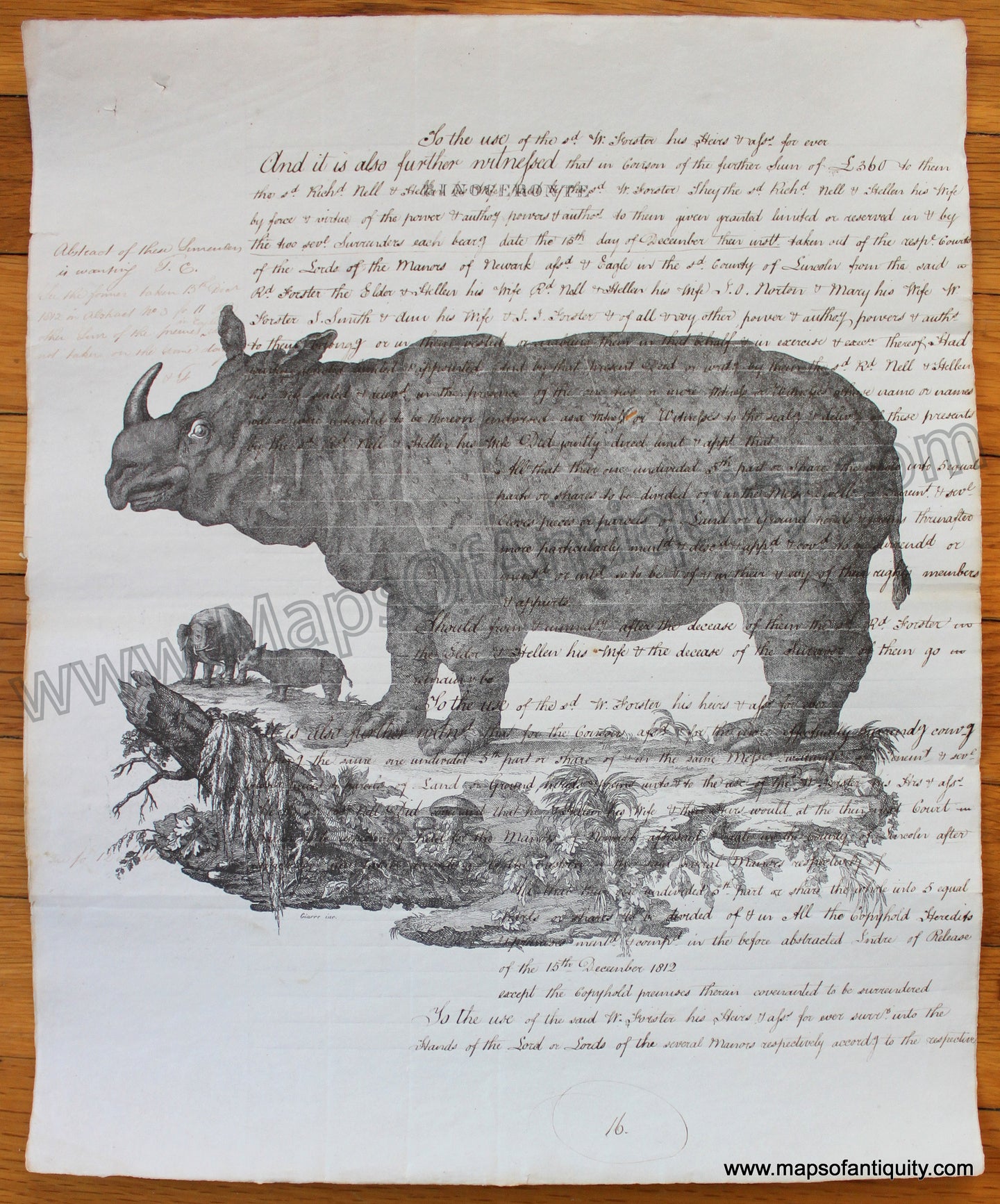 Digitally-Engraved-Specialty-Reproduction-Natural-History-Print-Prints-Rhinoceros-Rhino-Rinoceronte-Reproductions-1800s-19th-century-Maps-of-Antiquity