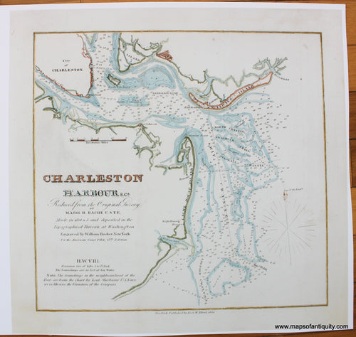 Reproduction-Charleston-Harbour,-S.C.-Harbor-South-Carolina-Reproductions-Southern-US,-Mid-Atlantic-US-&-Caribbean-1800s-19th-century-Maps-of-Antiquity