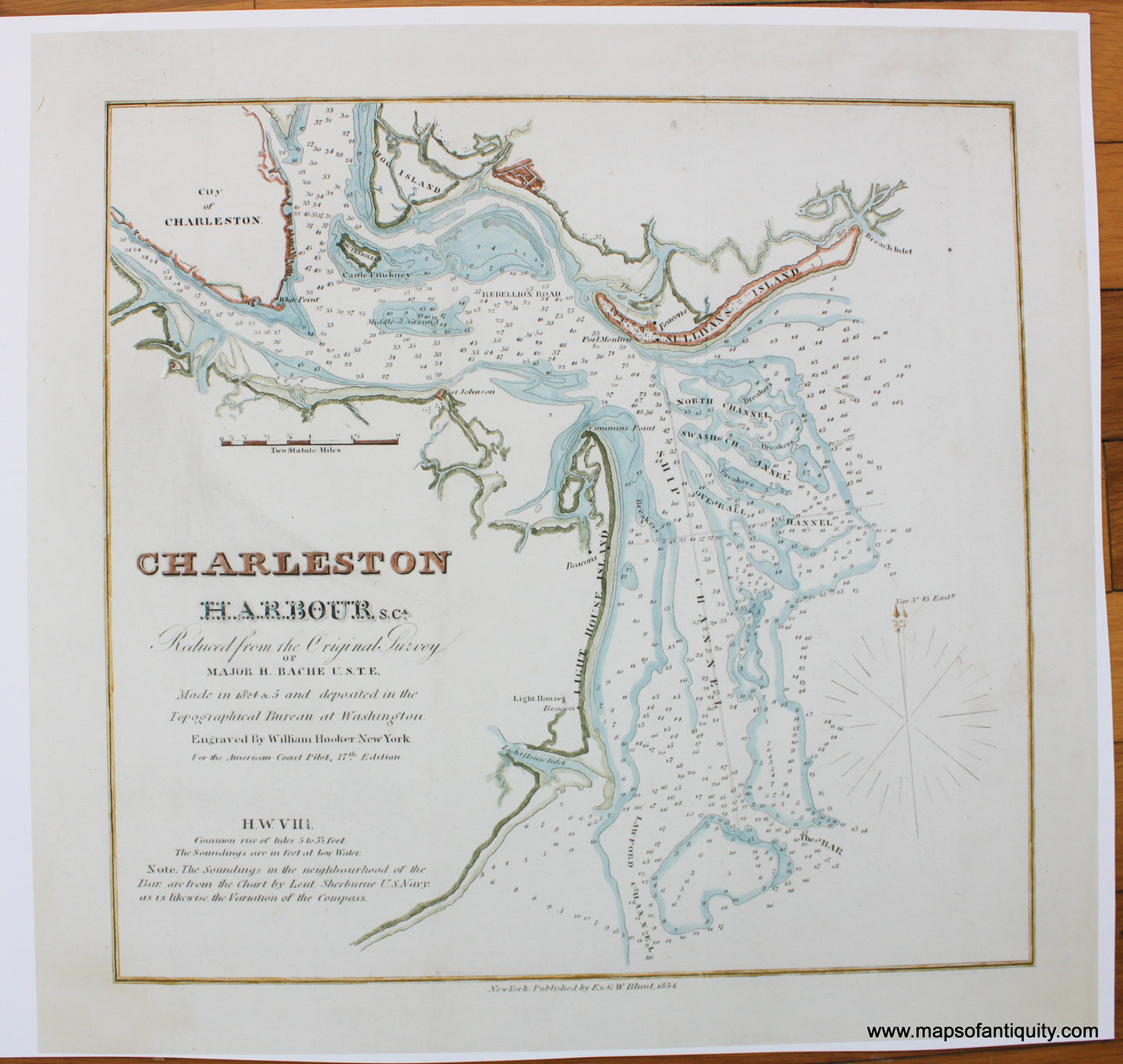 Reproduction-Charleston-Harbour,-S.C.-Harbor-South-Carolina-Reproductions-Southern-US,-Mid-Atlantic-US-&-Caribbean-1800s-19th-century-Maps-of-Antiquity