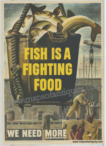 Reproduction-Antique-Poster-Print-World-War-II-2-Fish-Is-A-Fighting-Food-WWII-Poster-1940s-Maps-of-Antiquity