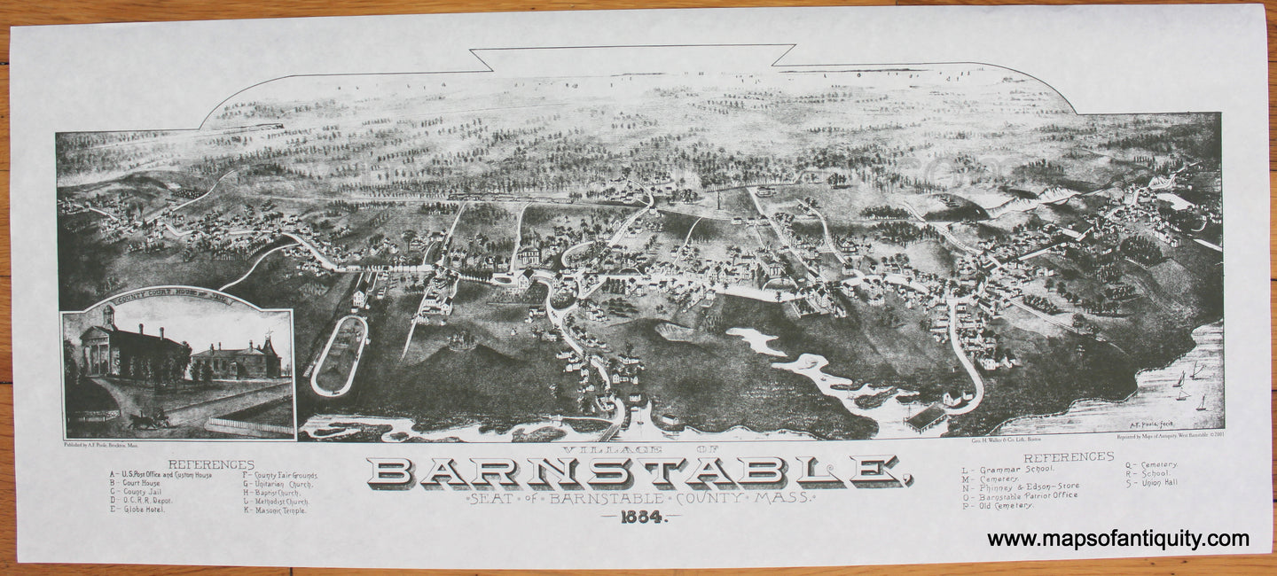 Uncolored-Reproduction-Village-of-Barnstable-Seat-of-Barnstable-County-Mass.-1884-Reproduction-Cape-Cod-Reproductions-1800s-19th-century-Maps-of-Antiquity