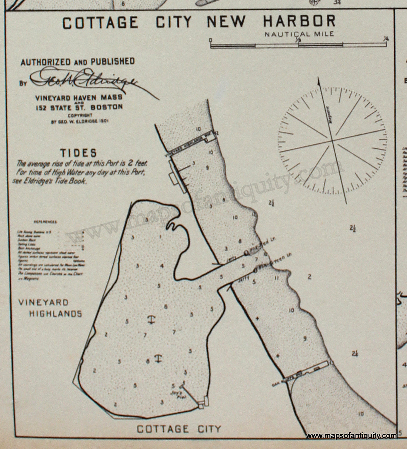 Reproduction-Cotuit-Port-and-Osterville-Cottage-City-New-Harbor-and-Chatham-Mass.---Reproduction-1901-Eldridge-Cape-Cod-and-Islands--1900s-20th-century-Maps-of-Antiquity