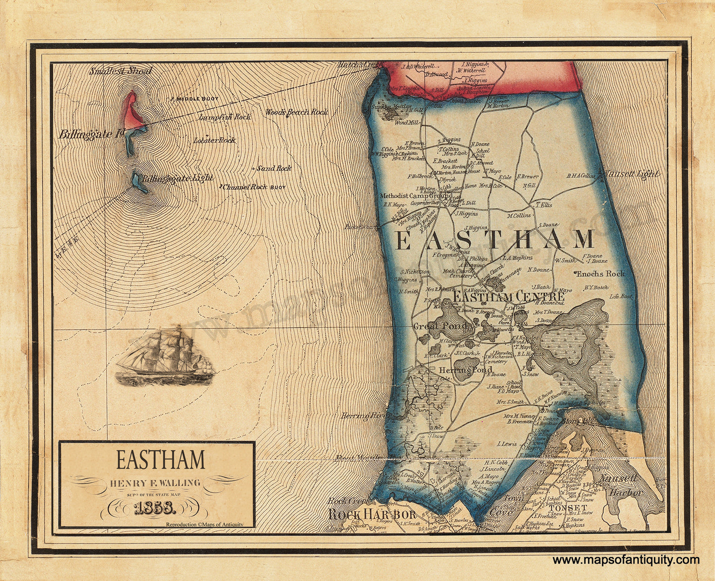 Eastham 1858 - Reproduction Map