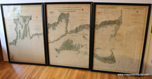 Load image into Gallery viewer, Set of Three Framed Reproductions showing the Coast from Narragansett to Nantucket
