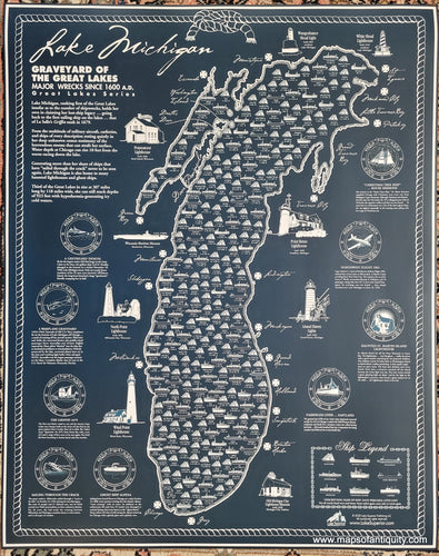 Modern-Print-Shipwrecks-of-Lake-Michigan---Maps-Of-Antiquity