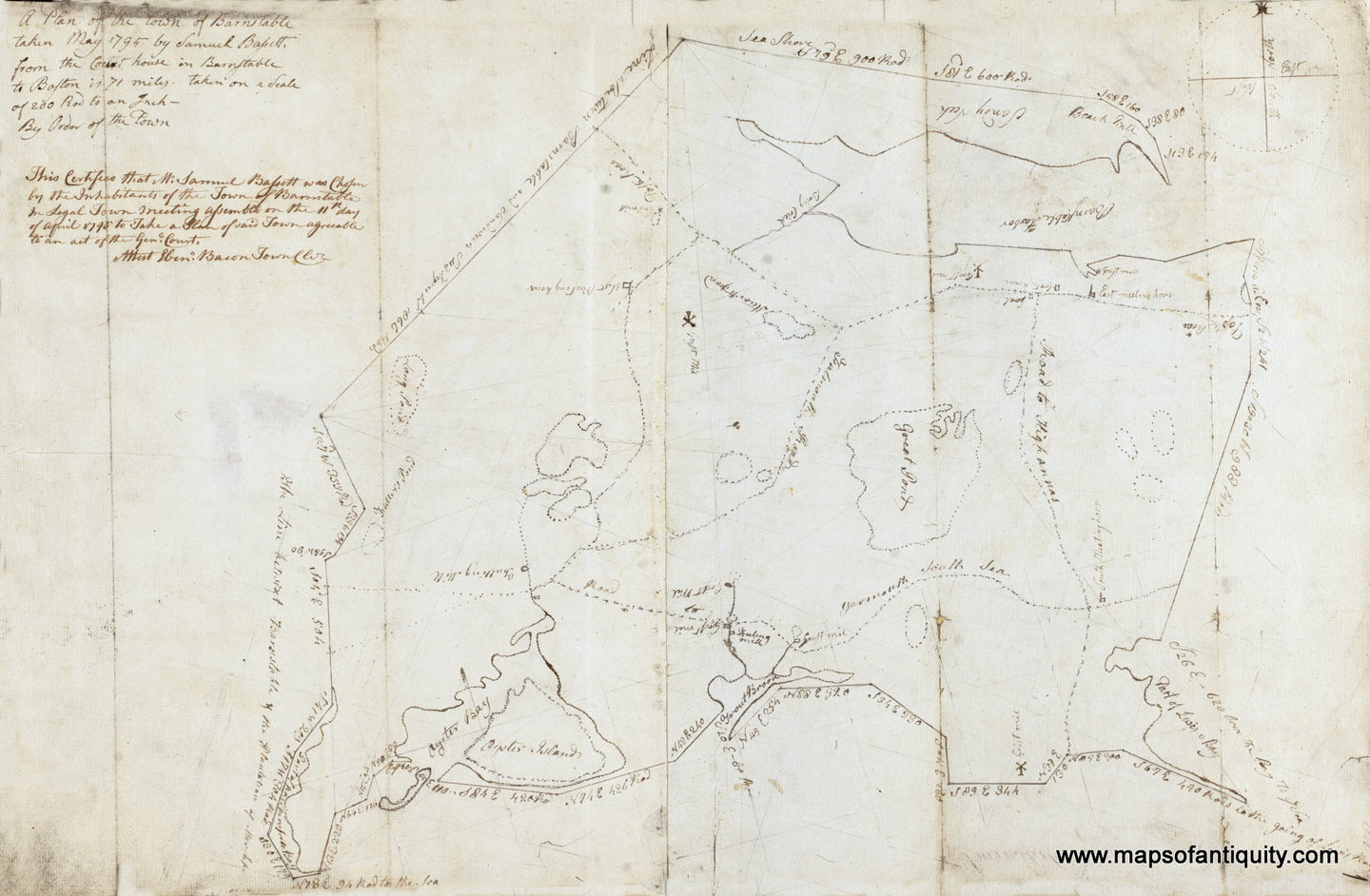 High-Quality-Giclee-Reproduction-A-Plan-of-the-Town-of-Barnstable-take-May-1795-by-Samuel-Bassett---Maps-Of-Antiquity