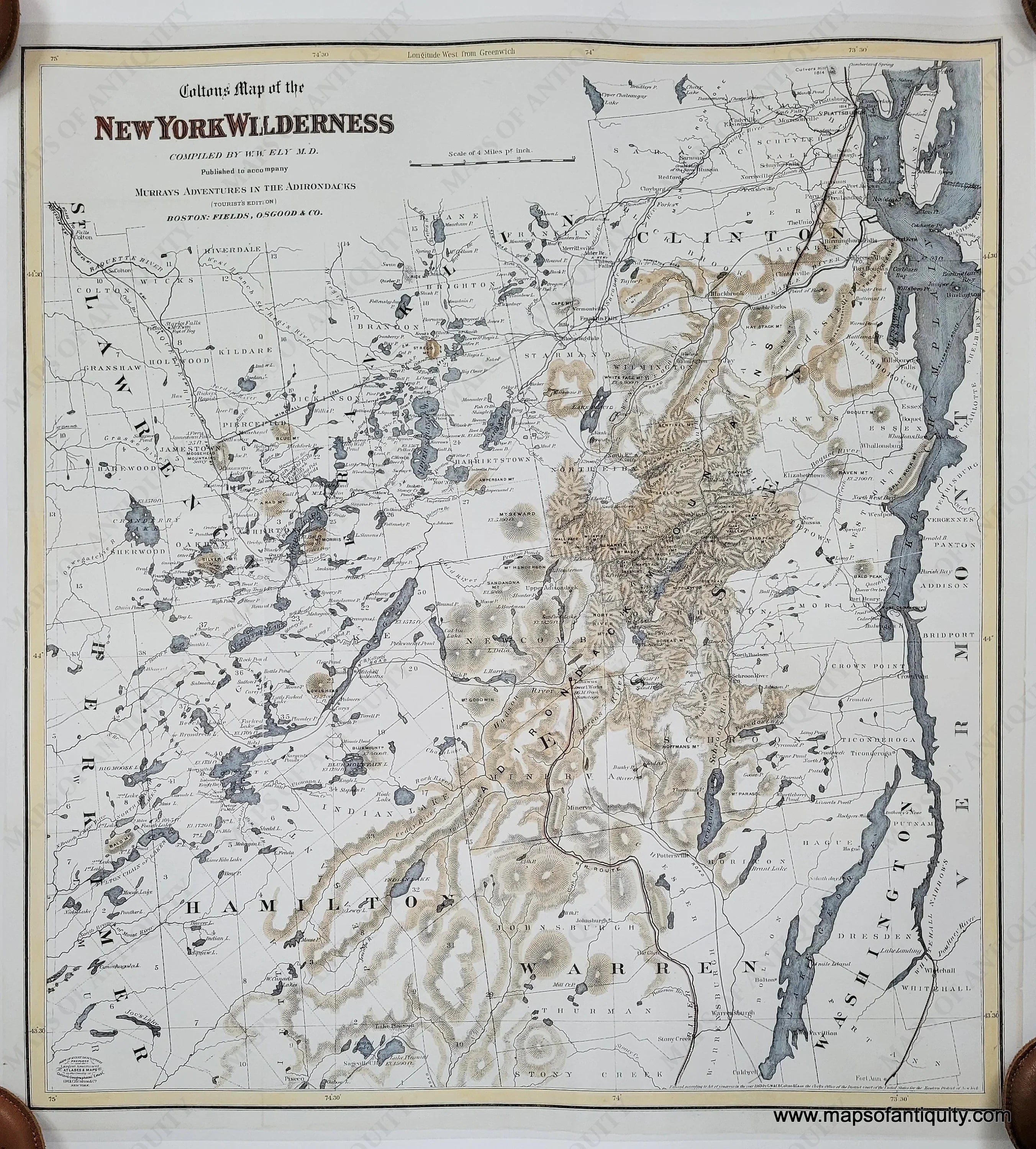 Colton's Map of the New York Wilderness Reproduction Maps of Antiquity
